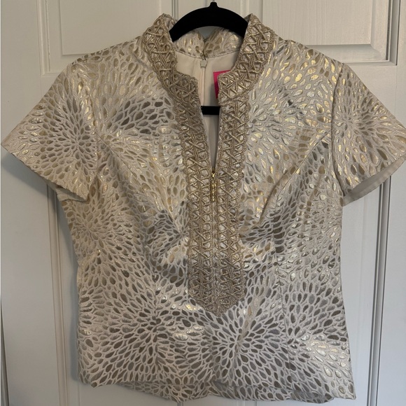 Lilly Pulitzer Metallic Gold Top - Picture 1 of 4